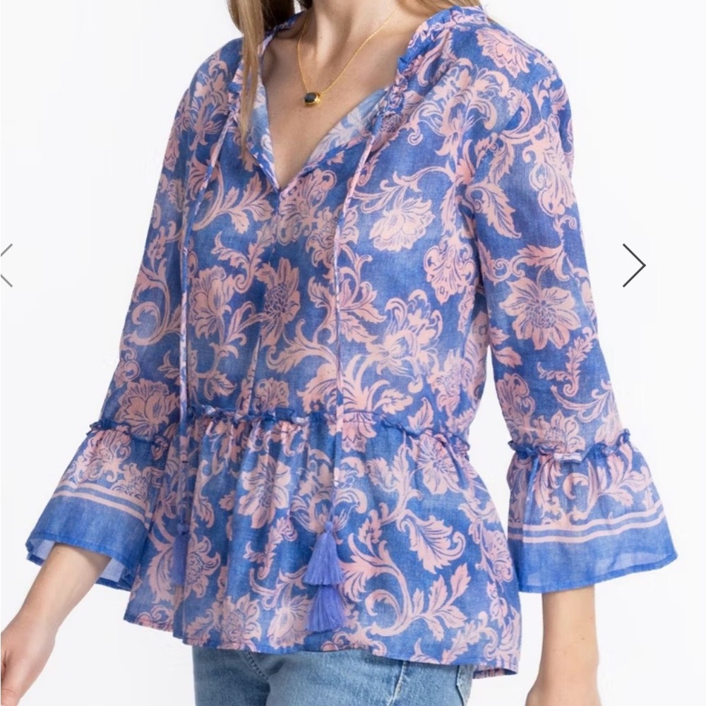 Johnny Was Floral Ruffle Blouse